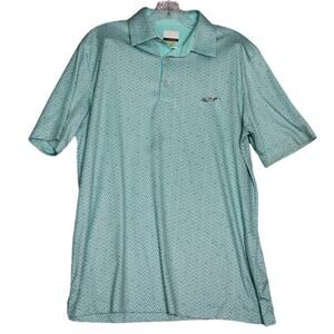 Greg Norman Mens‎ Size Med Golf Polo Dry Blue Shirt Beach Ball Print